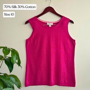 Pink Sleeveless Top with Ribbed Detail, Size 10/12